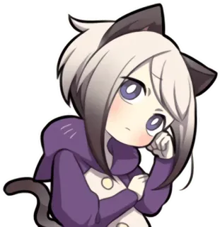 🤔 fille chat, animé, manga, mignon, dessin animé, autocollant whatsapp sticker