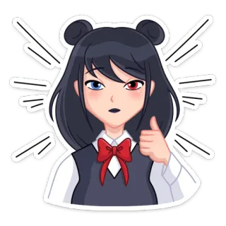 👍 Fille anime, Pouce levé, Mignon, Autocollant telegram sticker