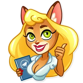 👍 dibujos animados, chica, telegrama, mascota, pulgar arriba telegram sticker