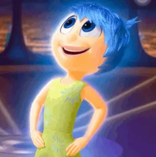 🤖 Joy Inside Out Gioia, Inside Out, Pixar, personaggio, animazione, capelli blu, emozione telegram sticker