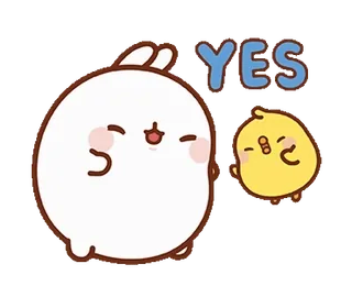 ☺️ YES molang, pui pui, oui, affirmatif, mignon, lapin, poussin telegram sticker