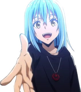 🤝 Rimuru Tempest That Time I Got Reincarnated as a Slime anime, manga, Rimuru, Tempest, blue hair, smile telegram sticker