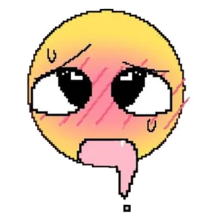 🥵 Emoji, Verlegen, Erröten, Schweiß, Pixel telegram sticker