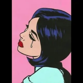 😥 mujer, llorando, triste, emocional, pop art, lágrimas telegram sticker