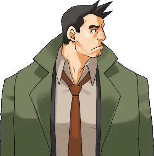 😔 Dick Gumshoe Ace Attorney detektyw, anime, postać, gra wideo telegram sticker