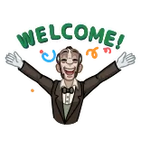 🎉 WELCOME! welcome, greeting, man, invitation, celebration telegram sticker