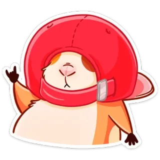 🤘 หนูตะเภา, หมวกกันน็อค, สัตว์, สติกเกอร์, การ์ตูน, ภาพประกอบ, ร็อค telegram sticker
