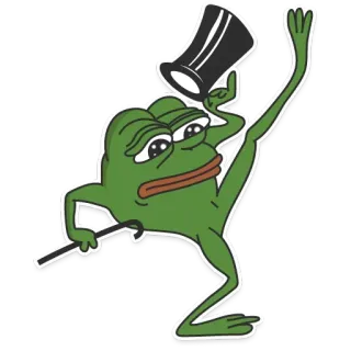 🐸 Pepe the Frog 青蛙, 佩佩, 表情包, 网络迷因, 卡通, 高顶礼帽, 手杖 telegram sticker