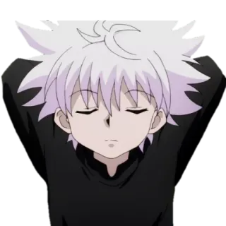 😶 Killua Zoldyck Hunter x Hunter anime, killua, killua zoldyck, hunter x hunter, anime character, white hair, resting telegram sticker