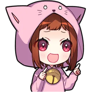 👍 Anime, Chibi, Gatto, Felpa con cappuccio, Kawaii telegram sticker