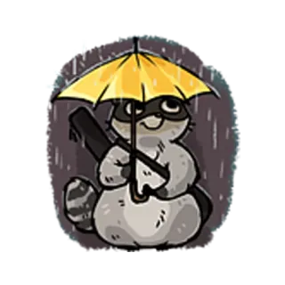 🙈 gấu mèo, động vật, ô, mưa, dễ thương, hoạt hình, nhãn dán telegram sticker