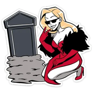 ✌ wanita, kuburan, jari tengah, menyinggung, kartun, stiker, pirang telegram sticker