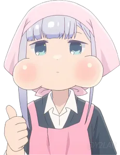 👍 Animé, Dessin animé, Pouce levé, Kawaii, Mignon, Tablier telegram sticker