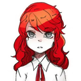 😟 pelo rojo, anime, chica, personaje, dibujo animado, uniforme escolar telegram sticker