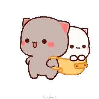 ❤️ 猫, 可爱, 动物, 卡通, 桃子, 卡哇伊 whatsapp sticker