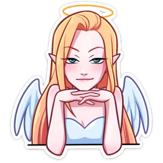 😏 angel, woman, halo, blonde, fantasy whatsapp sticker