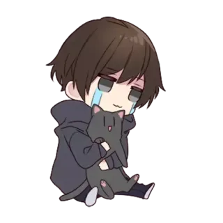 😭 anime, crying, sad, cat, cute, boy telegram sticker