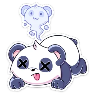 😵 Panda, Hantu, Mati, Kartun, Lucu, Stiker, Binatang whatsapp sticker
