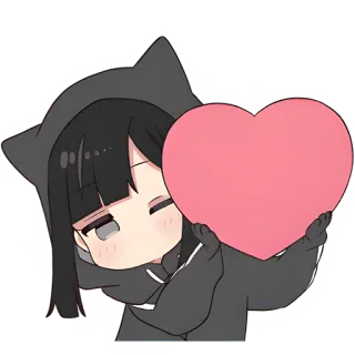 😉 アニメ, 女の子, ハート, かわいい, 可愛い, ステッカー whatsapp sticker