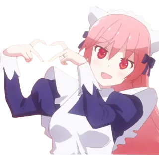 ❤️ Anime, Maid, Cô gái, Trái tim, Dễ thương, Hoạt hình telegram sticker