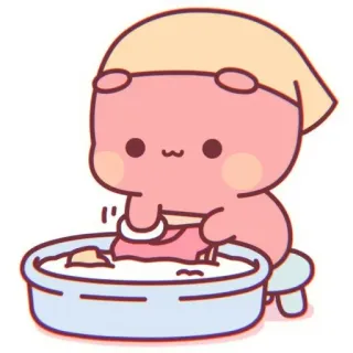 🐼 schattig, cartoon, kawaii, wassen, bad, roze, perzik telegram sticker