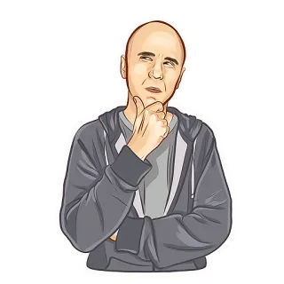 🤔 denken, nachdenken, mann, kahl, ausdruck, frage telegram sticker