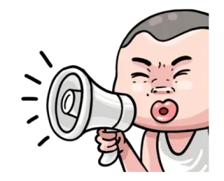 🔈 dibujo animado, megáfono, gritando, anuncio, hablando, comunicación whatsapp sticker