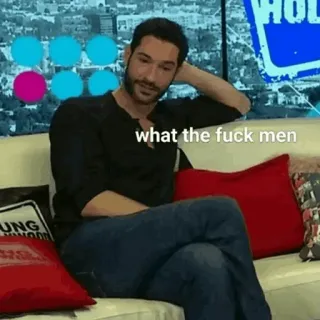 ☺ what the fuck men мем, оскорбительный, мужчины, смешной telegram sticker