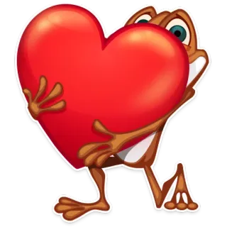 ❤ 개구리, 하트, 사랑, 애정, 동물, 만화, 귀여운 telegram sticker