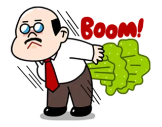 💨 Dessin animé, Pet, Employé de bureau, Humour, Dégoûtant, Vieil homme, Chauve telegram sticker