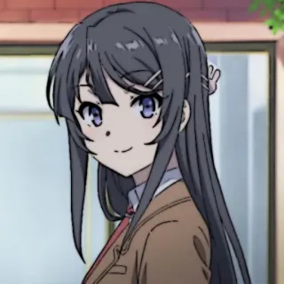 🐰 Mai Sakurajima Rascal Does Not Dream of Bunny Girl Senpai 애니메이션, 청춘 돼지, 사쿠라지마 마이, 귀여운, 소녀, 갈색 교복 whatsapp sticker