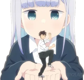 🕺 animé, fille, personne, employée de bureau, mignon, géant, mains telegram sticker