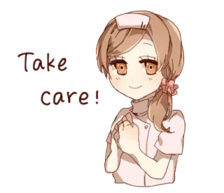👩 Take Care! krankenschwester, pflege, anime, gruß, gesundheit, medizinisch telegram sticker