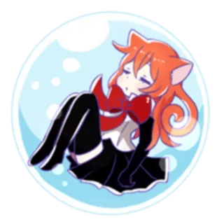 🔮 애니메이션, 만화, 고양이 소녀, 거품, 귀여운, 카와이, 일러스트 telegram sticker