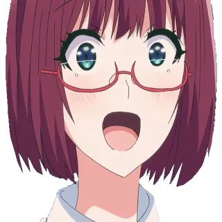 😃 动漫, 女孩, 开心, 眼镜, 卡通 telegram sticker