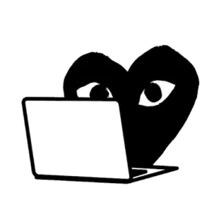 🤔 heart, eyes, laptop, play, comme des garcons, fashion telegram sticker