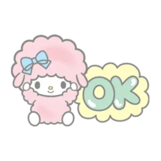 🆗 OK милый, каваий, овца, ок, пастельный, мультфильм whatsapp sticker