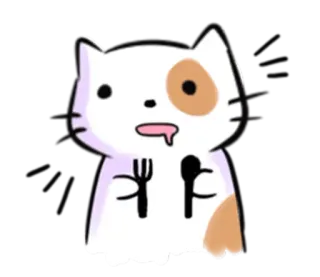 🍴 chat, dessin animé, mignon, nourriture, fourchette, cuillère, affamé telegram sticker