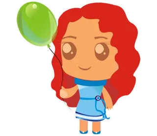 🎈 ragazza, cartone animato, palloncino, carino, kawaii, felice, capelli rossi telegram sticker