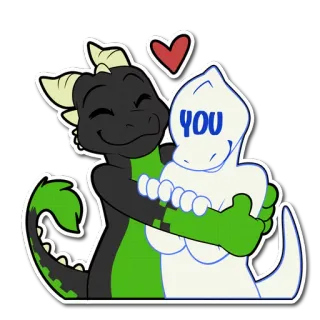 🤗 YOU dragon, amour, câlin, mignon, dessin animé telegram sticker