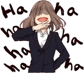😈 Ha ha ha ha gadis anime, tertawa, bahagia, perempuan, haha telegram sticker