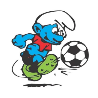 ⚽ Smurf การ์ตูน, สเมิร์ฟ, ฟุตบอล, ฟุตบอล, สีน้ำเงิน, เด็ก whatsapp sticker