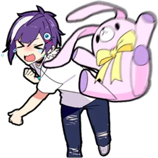 👊 anime, cartoon, crying, sad, bunny, cartoon character whatsapp sticker