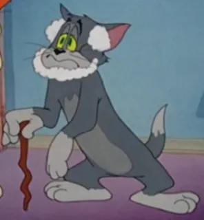 💀 Tom Cat Tom and Jerry кот, мультфильм, старый, трость whatsapp sticker