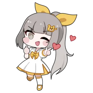 💛 アニメ, 可愛い, 女の子, ハート, 黄色, ちび telegram sticker