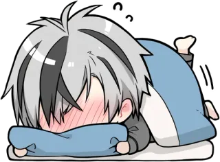 😳 Чиби, спящий, Аниме, Каваий, милый, одеяло telegram sticker
