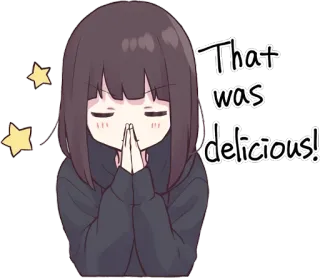 🙏 That was delicious! delicious, anime, girl, stars, food telegram sticker