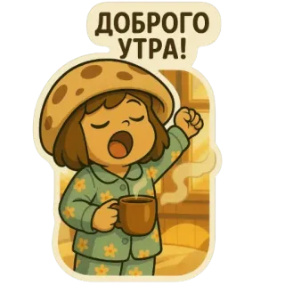 😇 ДОБРОГО УТРА! Bonjour, Dessin animé, Matin, Café, Mignon, Endormi telegram sticker
