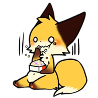 🍿 fuchs, niedlich, cartoon, tier, essen, kawaii telegram sticker