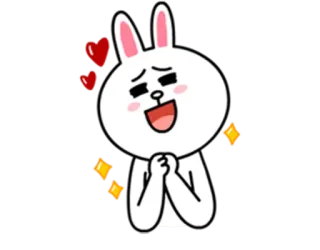 🤗 Brown милый, кролик, каваи, любовь, сердечки, праздник, эмодзи whatsapp sticker